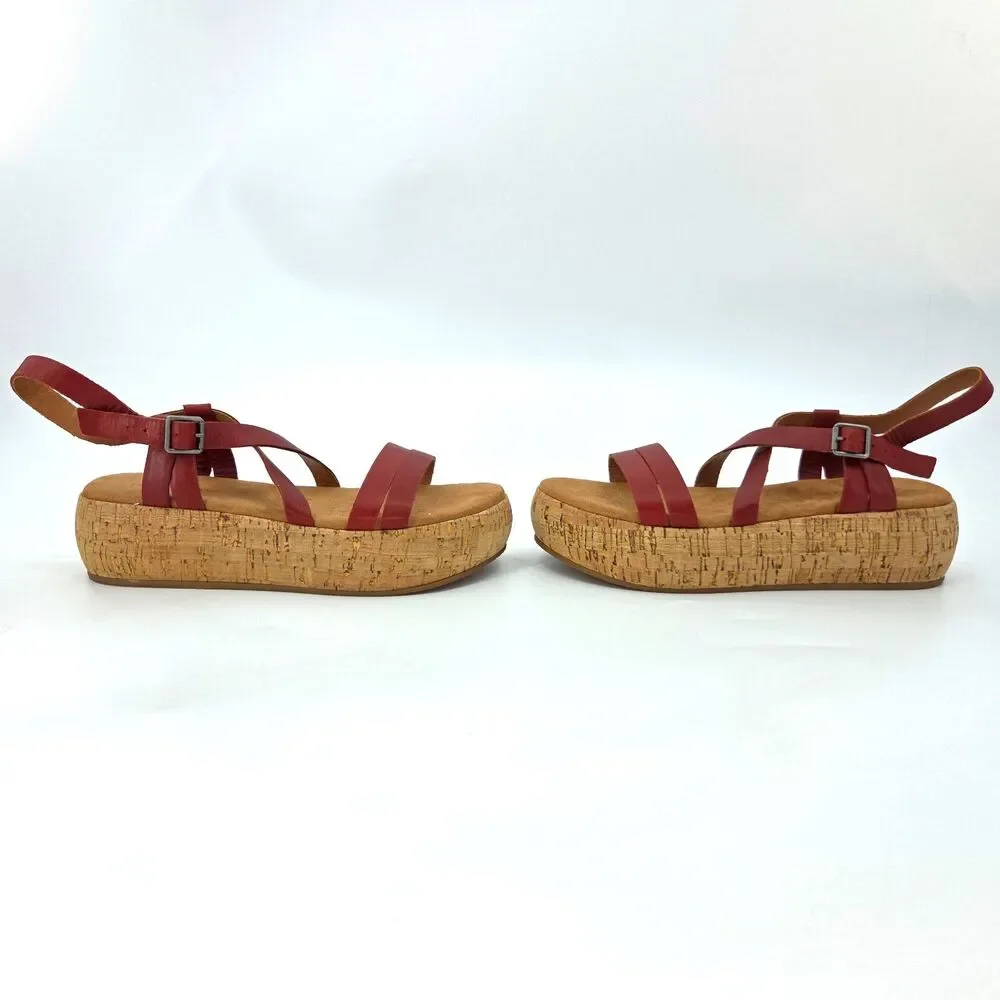 Lucky Brand Jacobean Platform Leather Sandals Womens Size 8.5 Boho Summer Granny